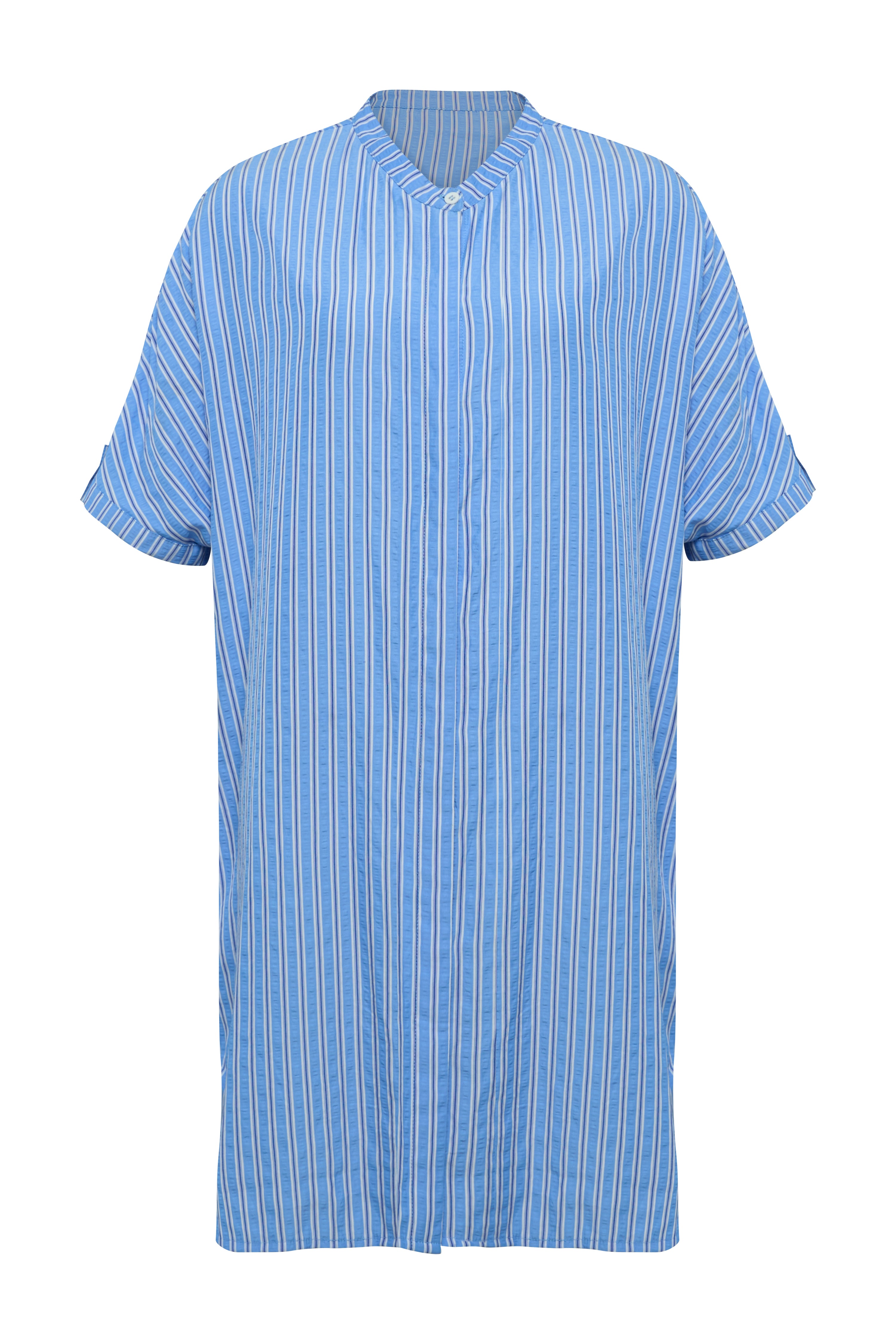 THE VERY FRENCH SHIRT DRESS - SKY BLUE PIN STRIPE