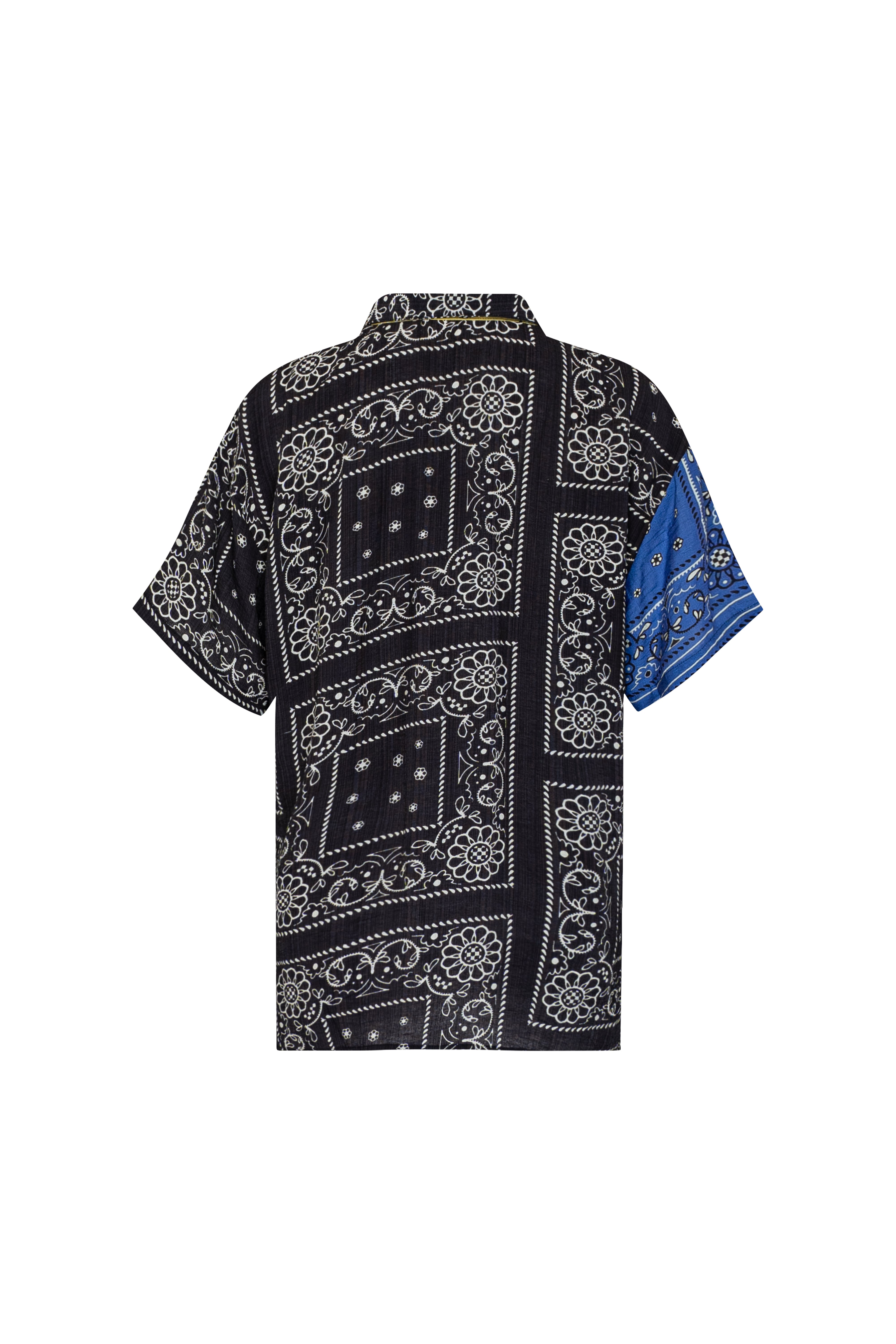 PATCHWORK SALLY SHIRT - PATCHWORK BANDANA STATE PRINT BLUE/BLACK/LIME
