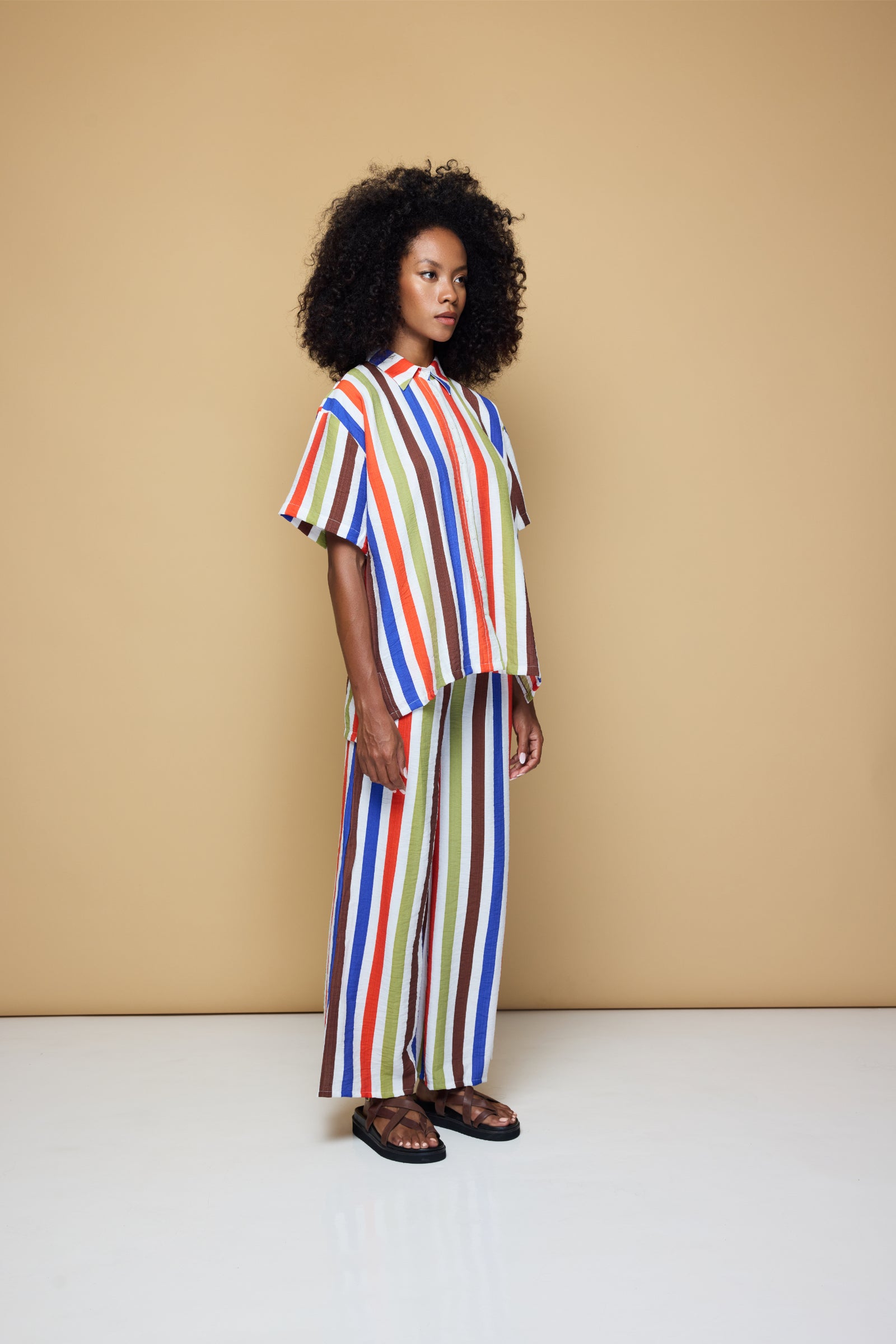 COOLIO STRIPE ELASTIC DRAWSTRING PANTS  - COOLIO STRIPE