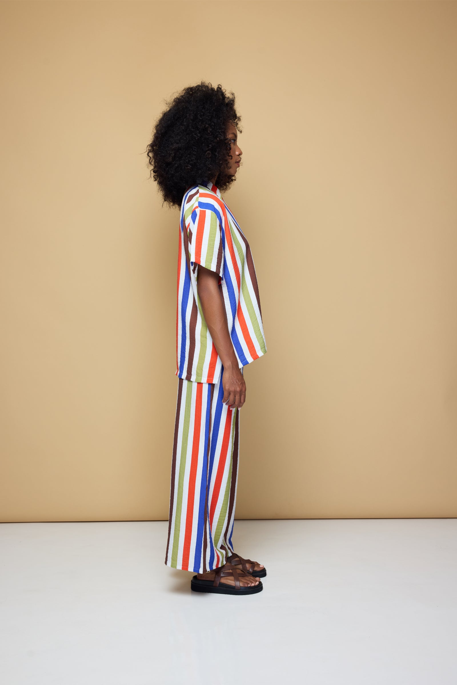 COOLIO STRIPE ELASTIC DRAWSTRING PANTS  - COOLIO STRIPE