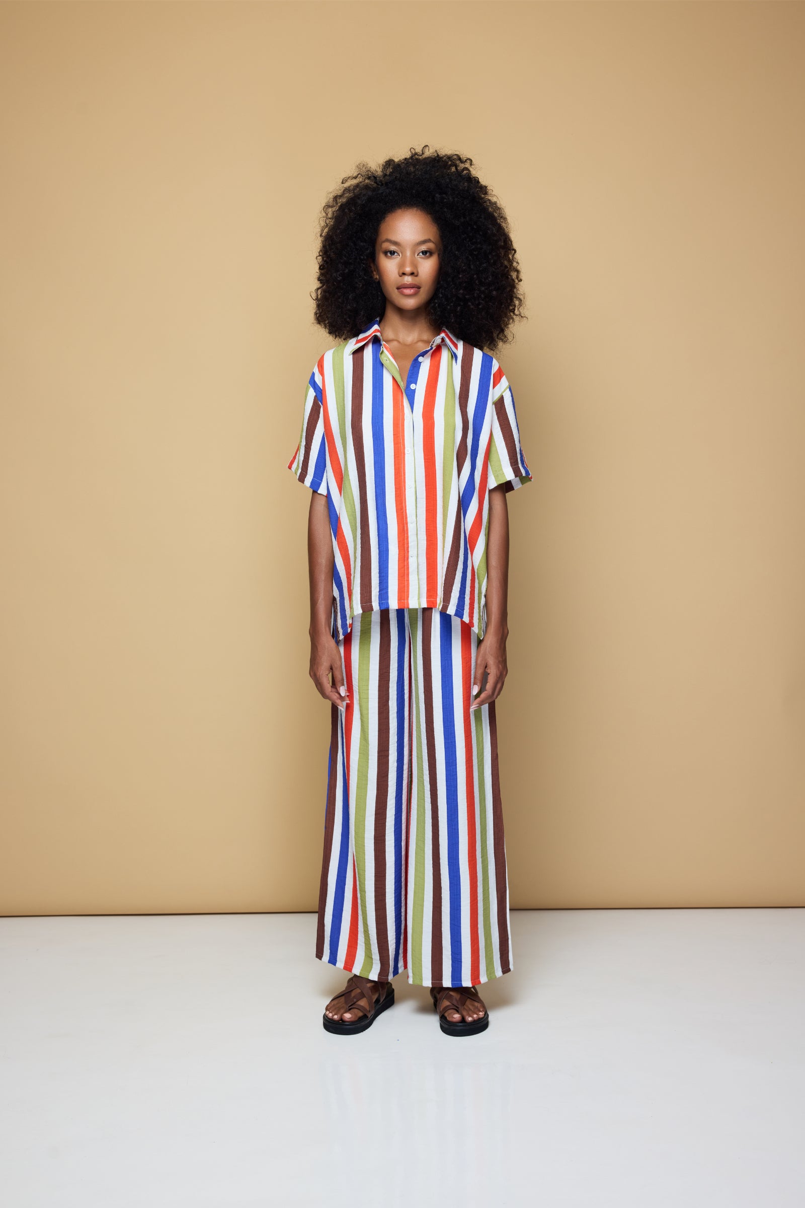 COOLIO STRIPE ELASTIC DRAWSTRING PANTS  - COOLIO STRIPE