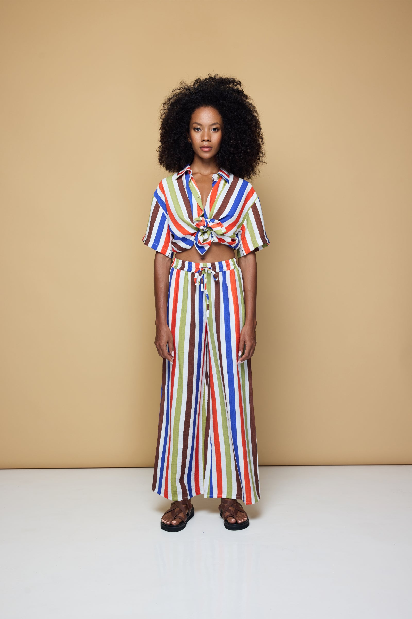 COOLIO STRIPE ELASTIC DRAWSTRING PANTS  - COOLIO STRIPE