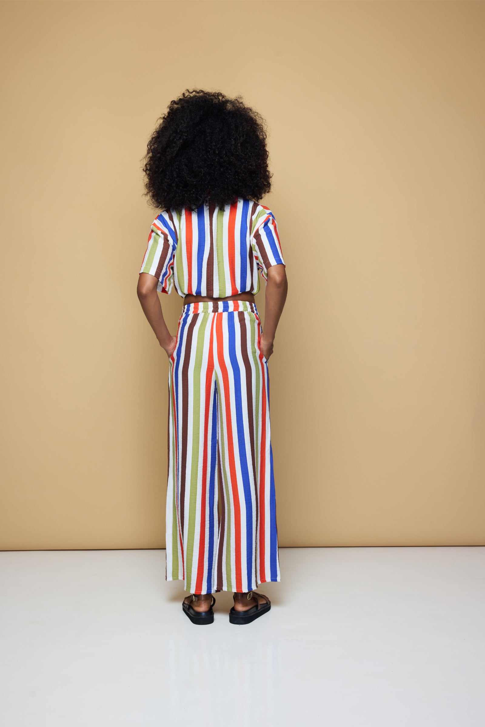 COOLIO STRIPE ELASTIC DRAWSTRING PANTS  - COOLIO STRIPE