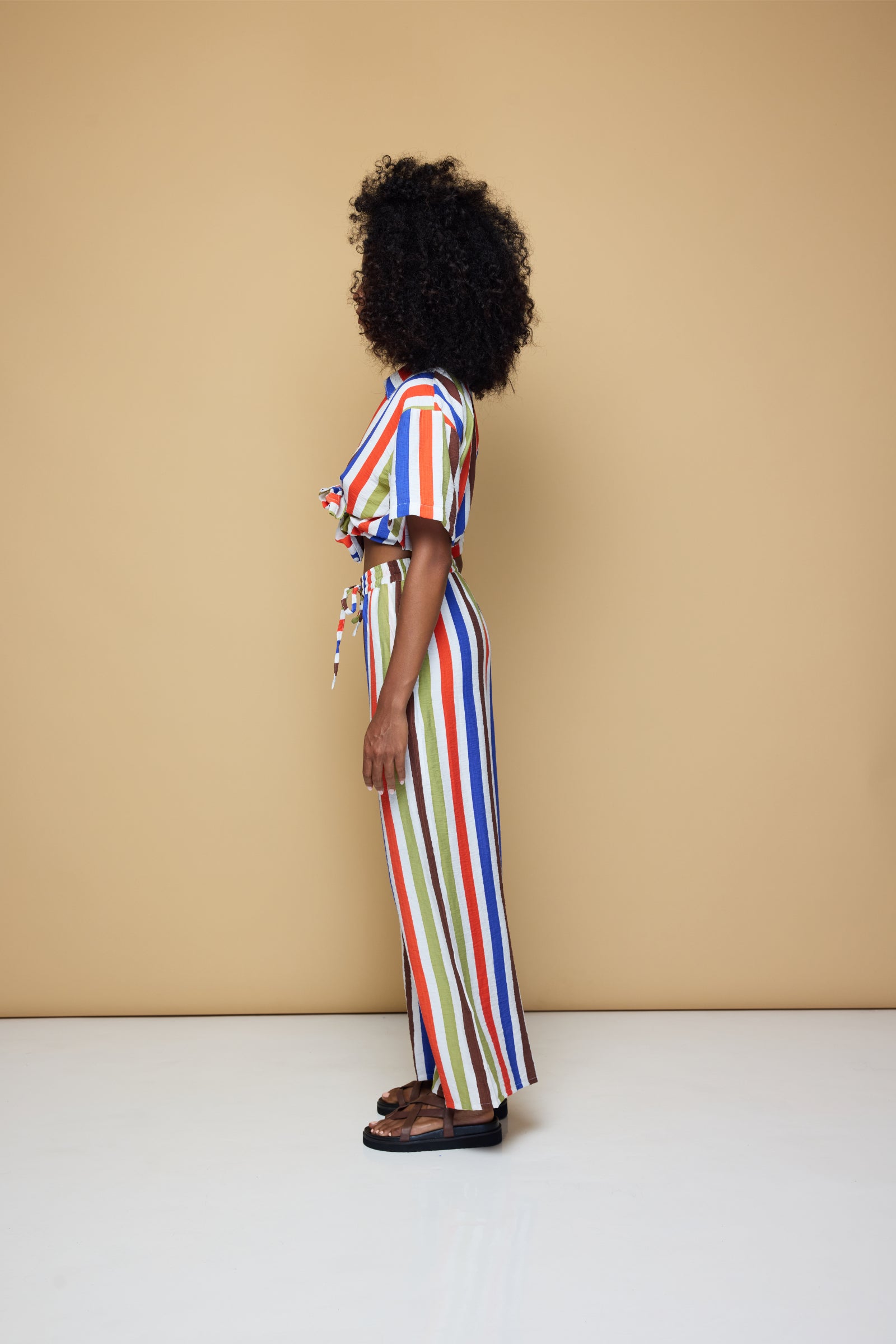 COOLIO STRIPE ELASTIC DRAWSTRING PANTS  - COOLIO STRIPE