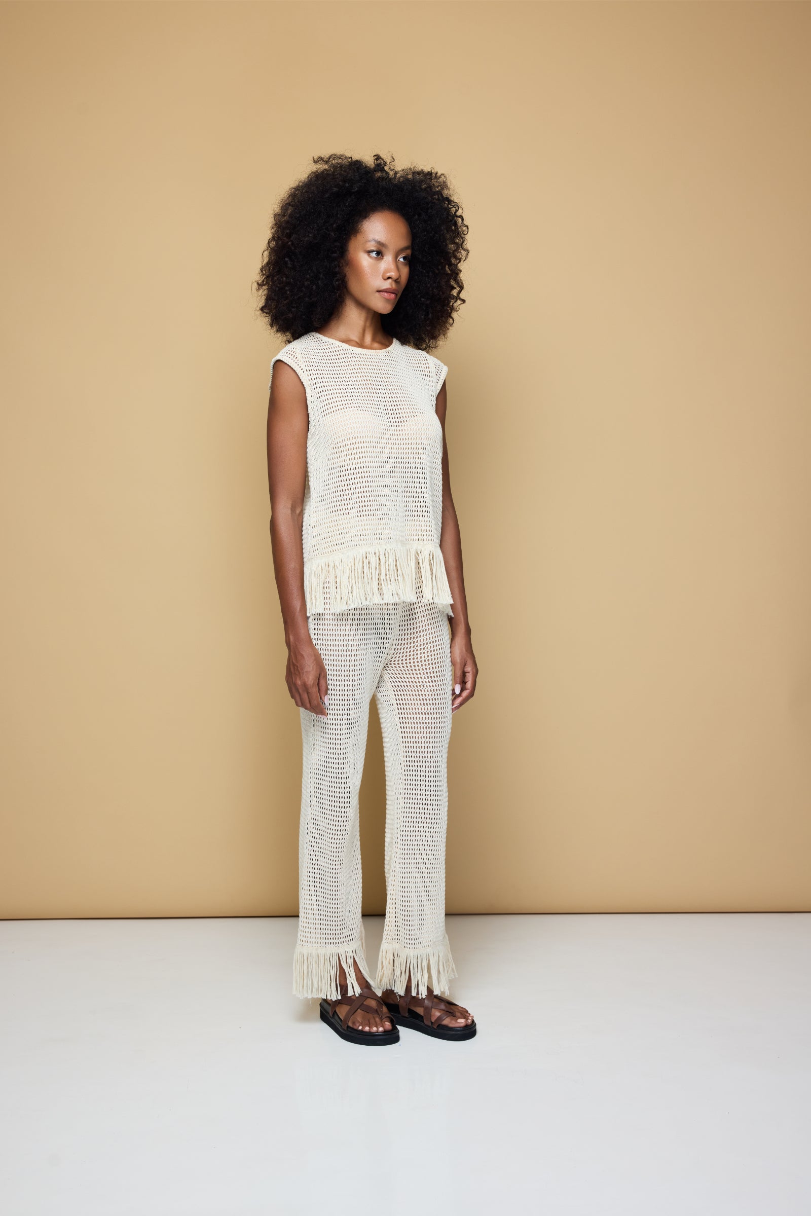 THE ERIKA KNITTED PULL ON PANTS - SOFT LATTE CREAM