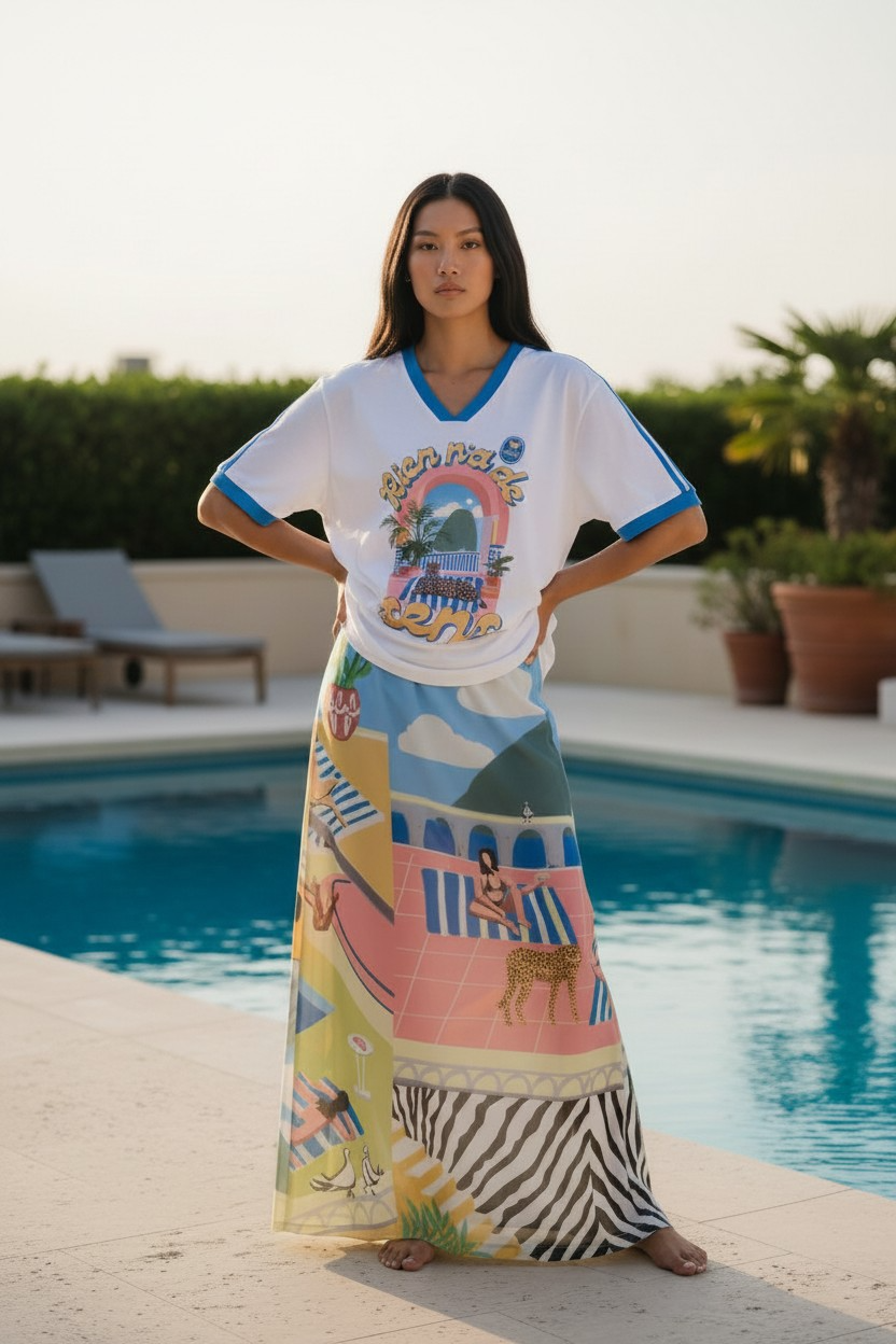 VILLA BANANA NET MAXI SKIRT - LEE WILSON ART