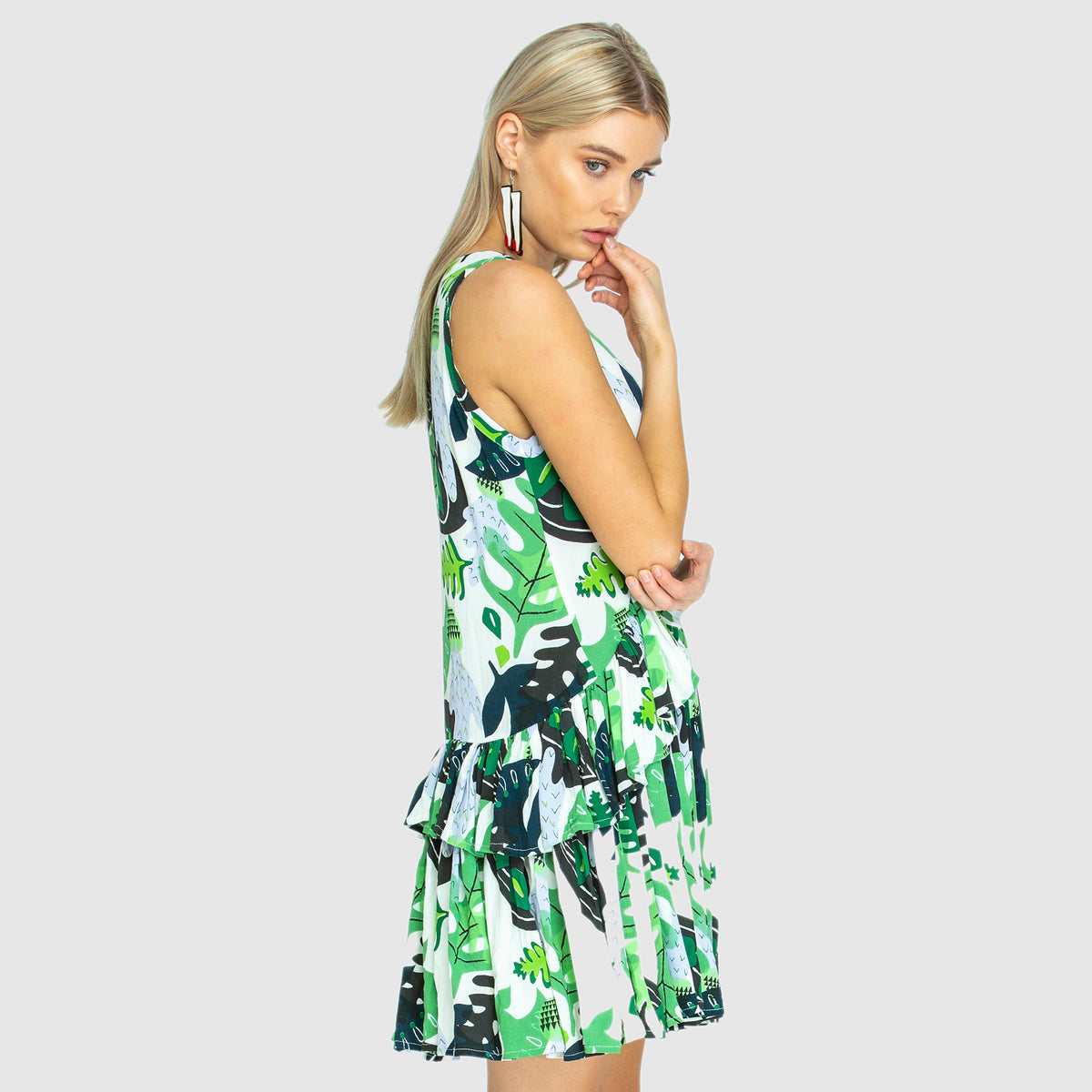 THE RARA FRILL Dress - Cactus Green
