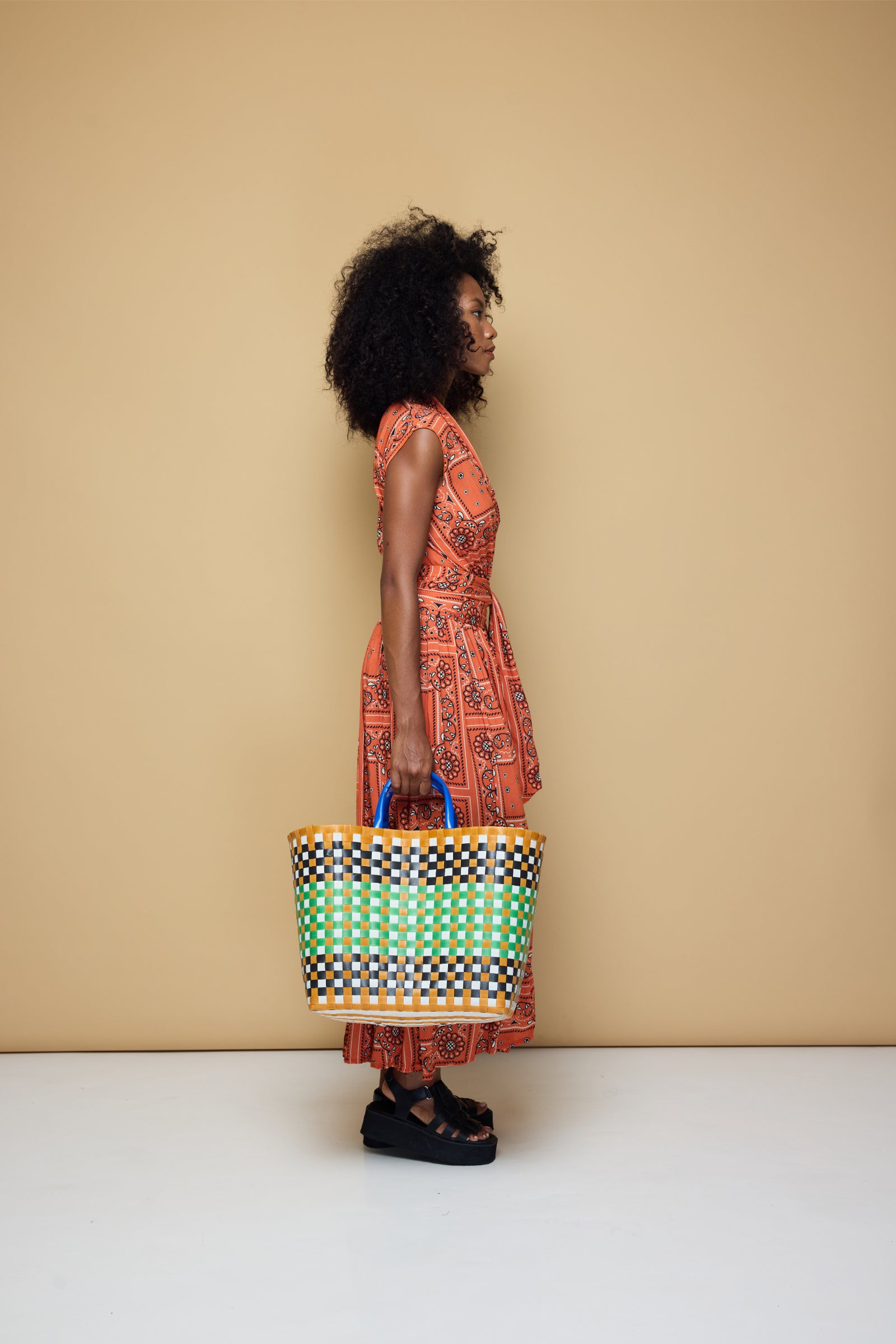 THE POINT DRESS MAXI - BANDANA BLOOD ORANGE PRINT