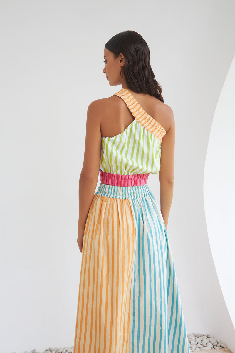 THE SUNNY SIDE UP ELASTIC CROP TOP - MULTI COLOUR STRIPES – State of Georgia