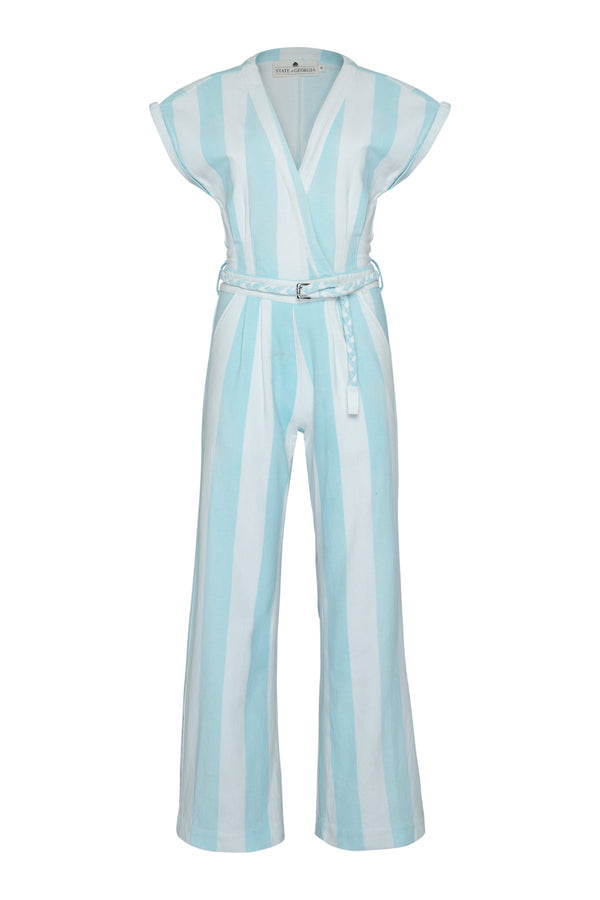 THE EUPHORIA JUMPSUIT - AQUA STRIPE