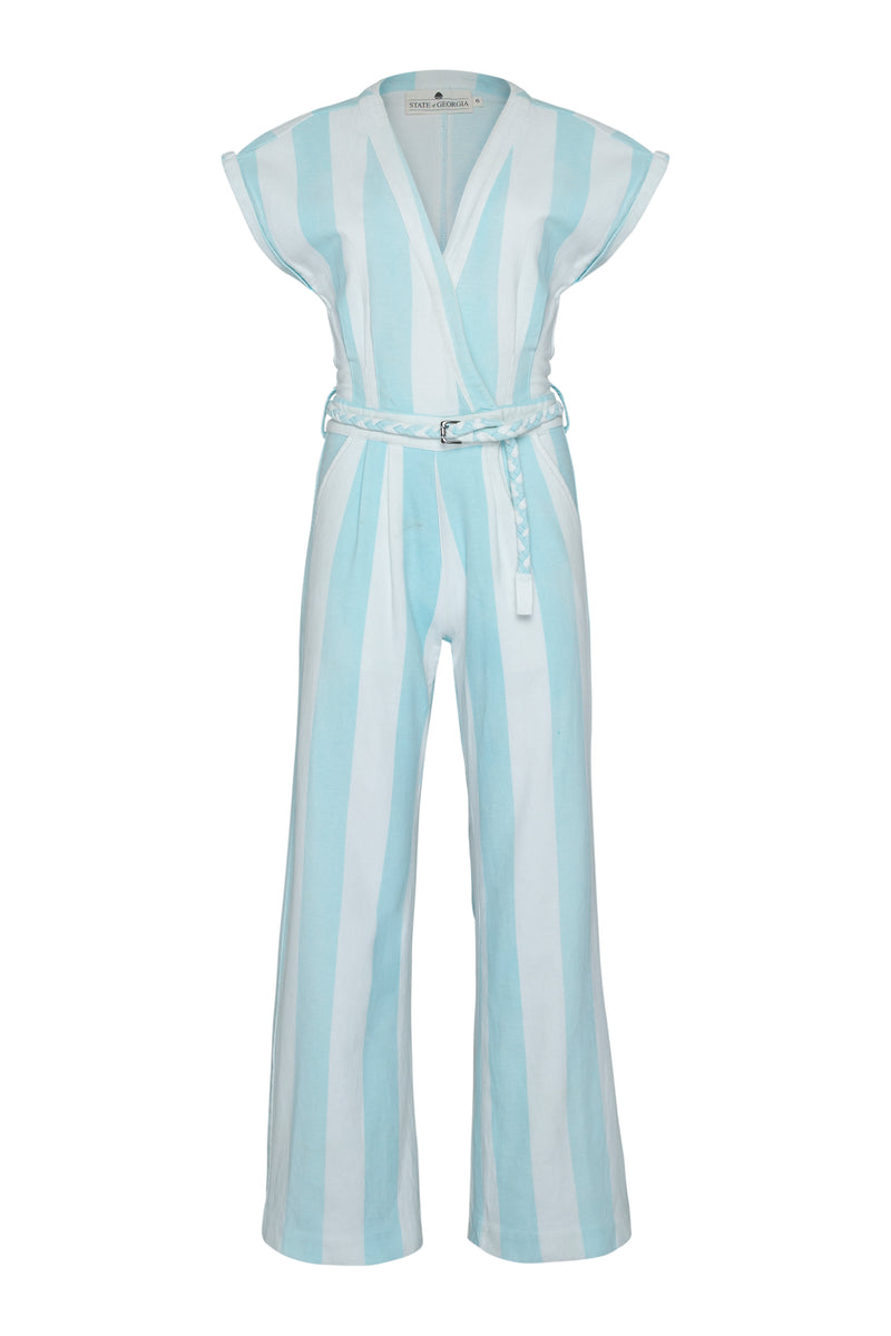 THE EUPHORIA JUMPSUIT - AQUA STRIPE