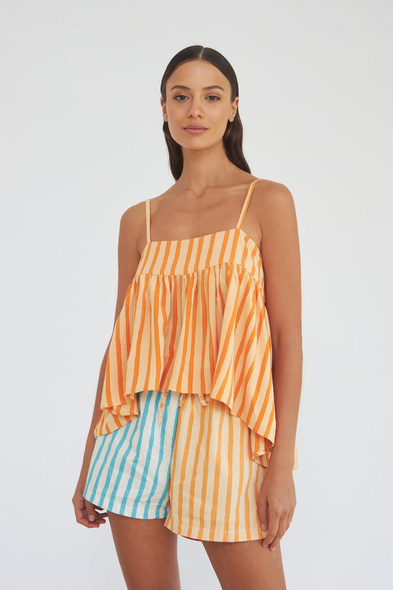 THE HOLIDAY TOP - ORANGE FILM STRIPE