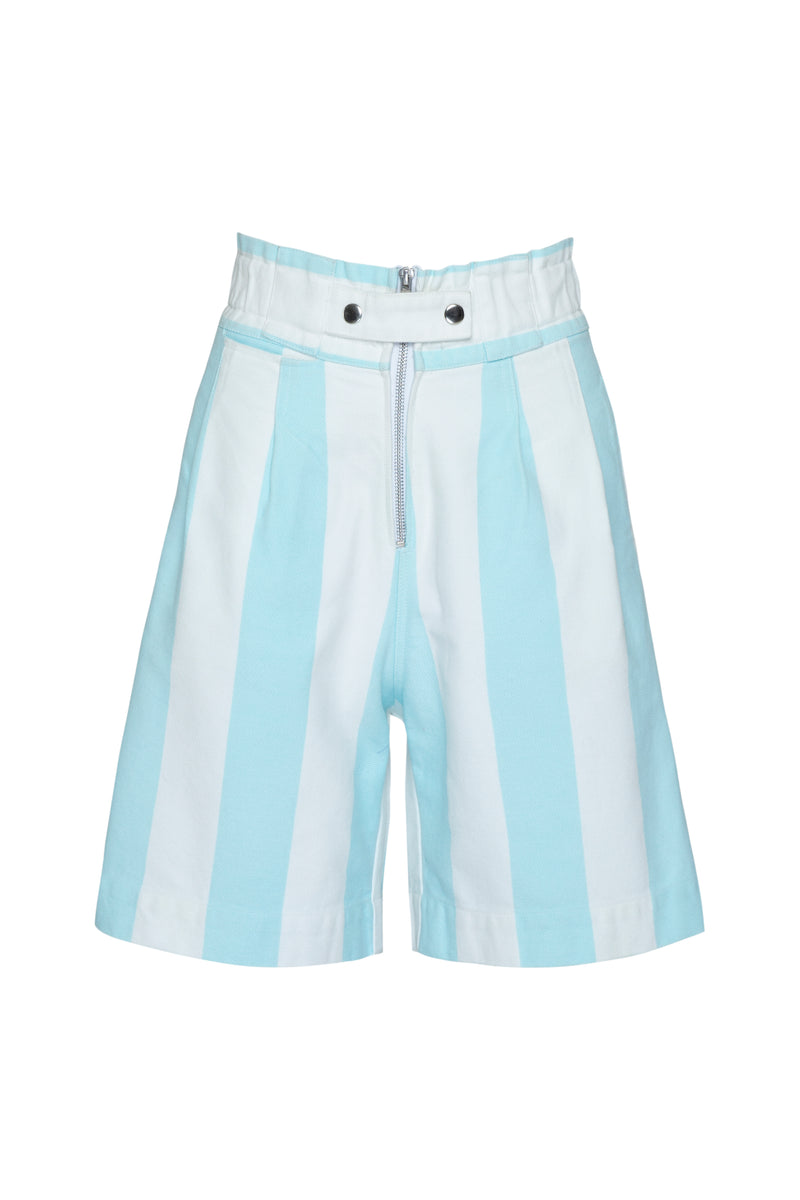 THE OASIS ELASTIC CULOTTES - AQUA STRIPE