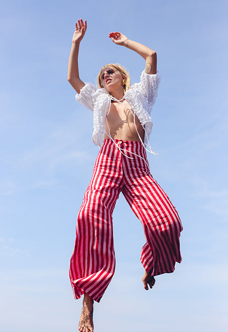 BOARDWALK LINEN PANT IN WHIPPY RED/PINK