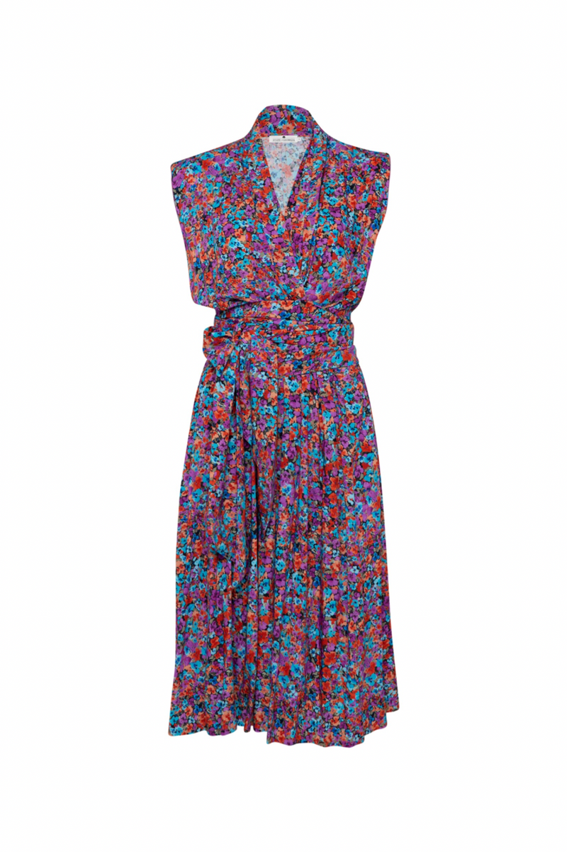 THE POINT DRESS (with tie) - FLORAL EXPLOSION RASPBERRY