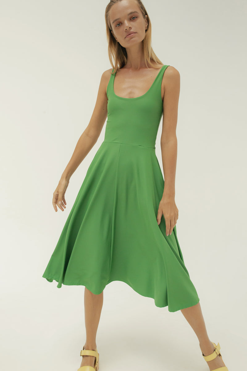 THE NETS SINGLET DRESS - APPLE GREEN