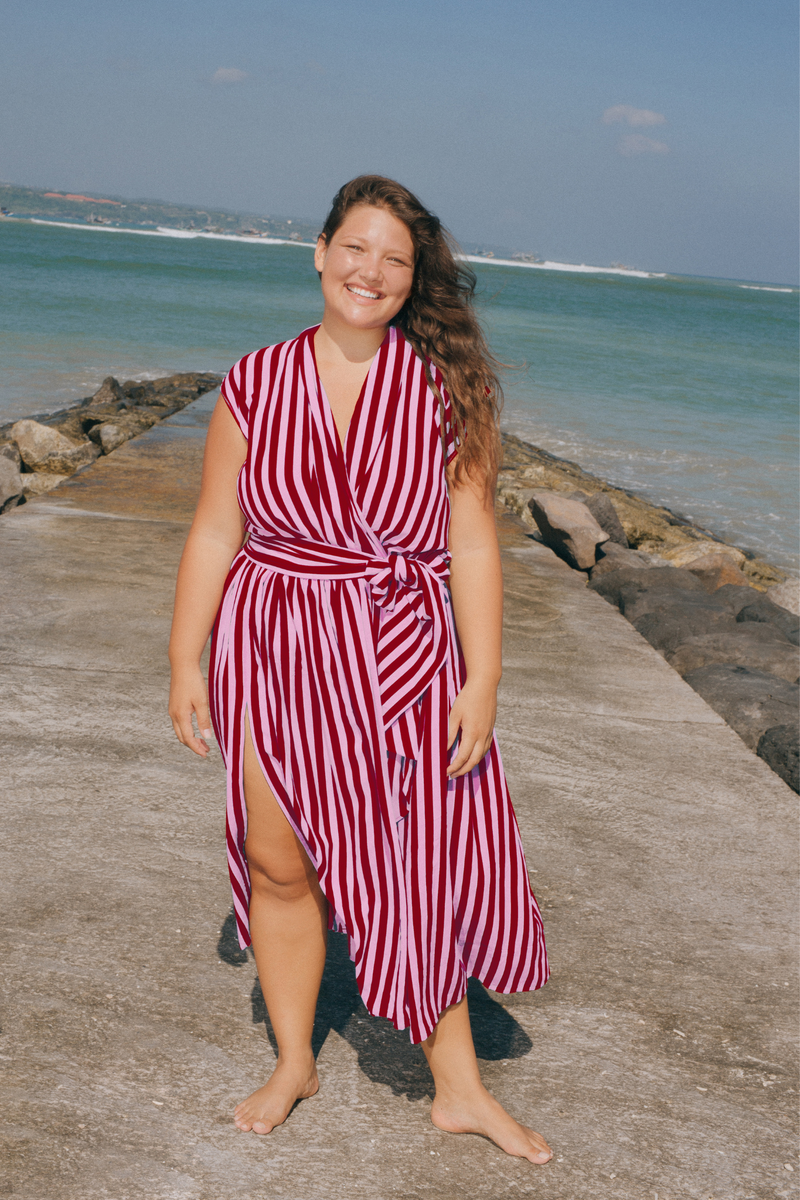 THE POINT DRESS - WHIPPY STRIPE PINK & RED