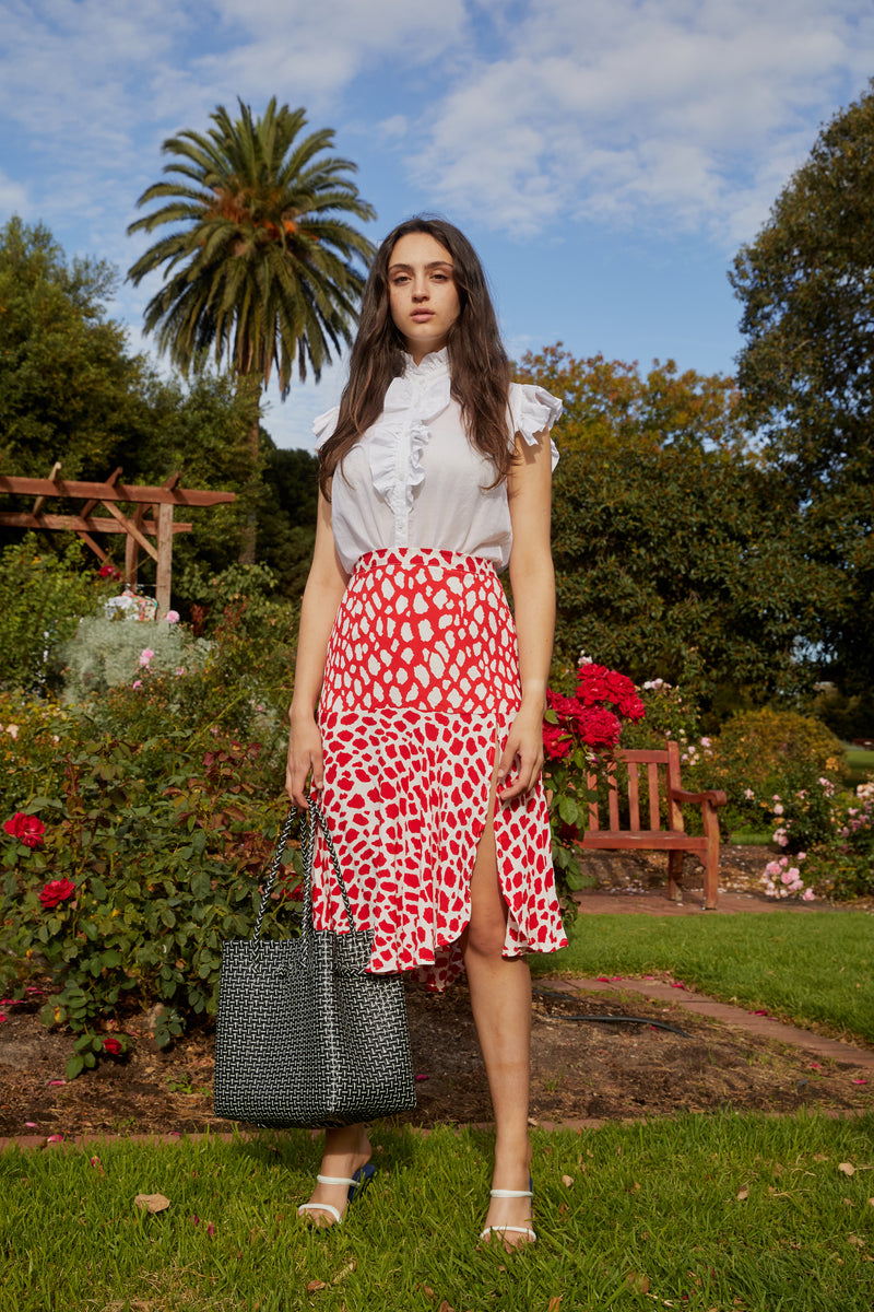PARIS SKIRT - Giraffe red/white