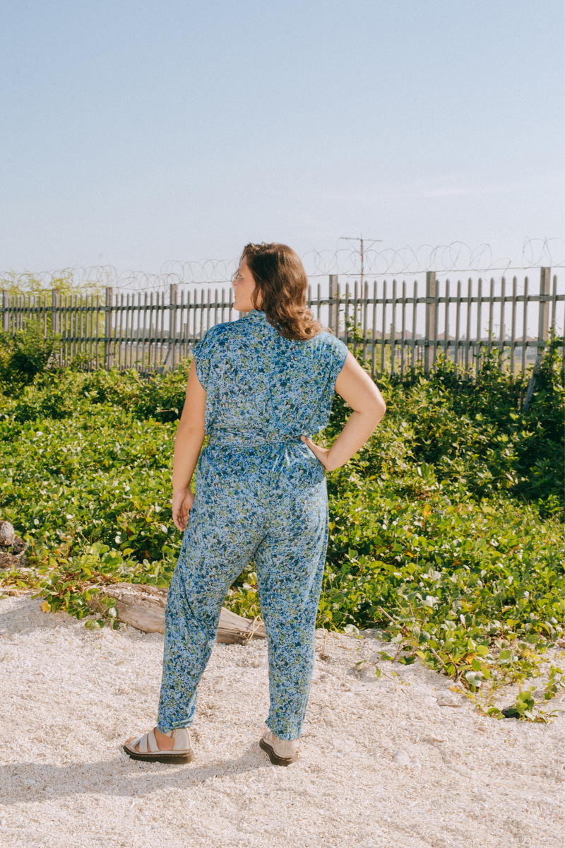 THE POINT JUMPSUIT - FLORAL EXPLOSION BLUE