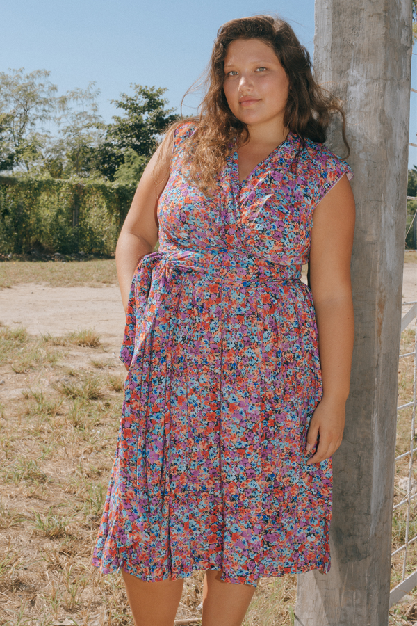 THE POINT DRESS - FLORAL EXPLOSION RASPBERRY