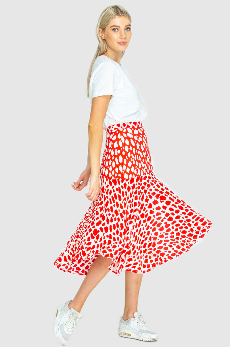 PARIS SKIRT - Giraffe red/white