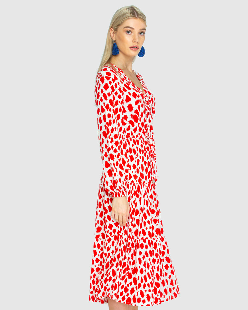 PARACHUTE DRESS - Giraffe red / white