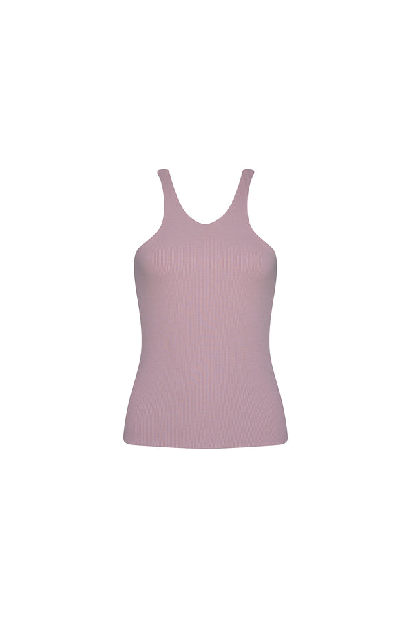 THE LOUNGER RIB SINGLET - DUSTY PINK