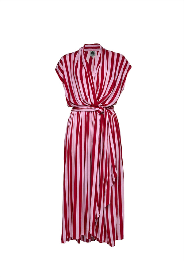 THE POINT DRESS - WHIPPY STRIPE PINK & RED