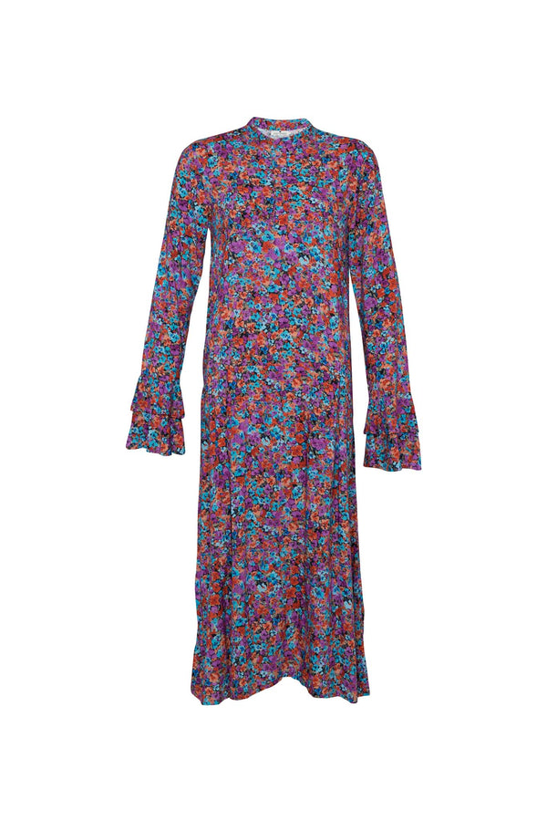 JEMIMA MIDI/MAXI DRESS DOUBLE LAYER SLEEVE - FLORAL EXPLOSION RASPBERRY