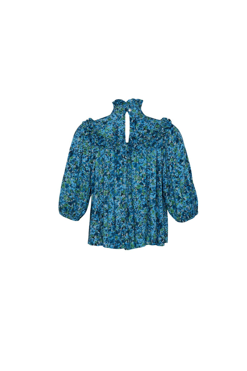 THE JONI TOP - FLORAL EXPLOSION BLUE
