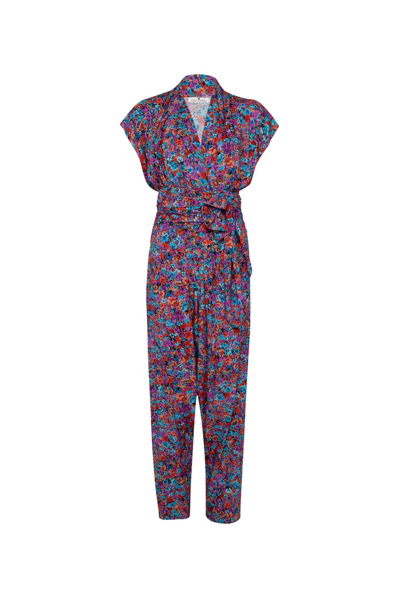 THE POINT JUMPSUIT (with tie) - FLORAL EXPLOSION RASPBERRY