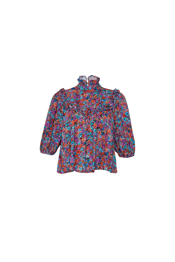 THE JONI TOP - FLORAL EXPLOSION RASPBERRY