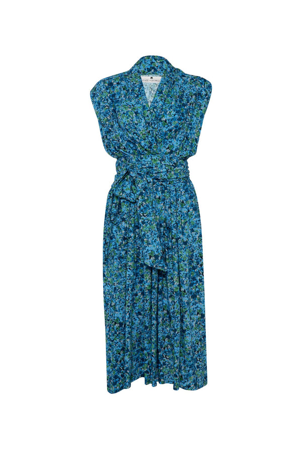 THE POINT DRESS (with tie) - FLORAL EXPLOSION BLUE