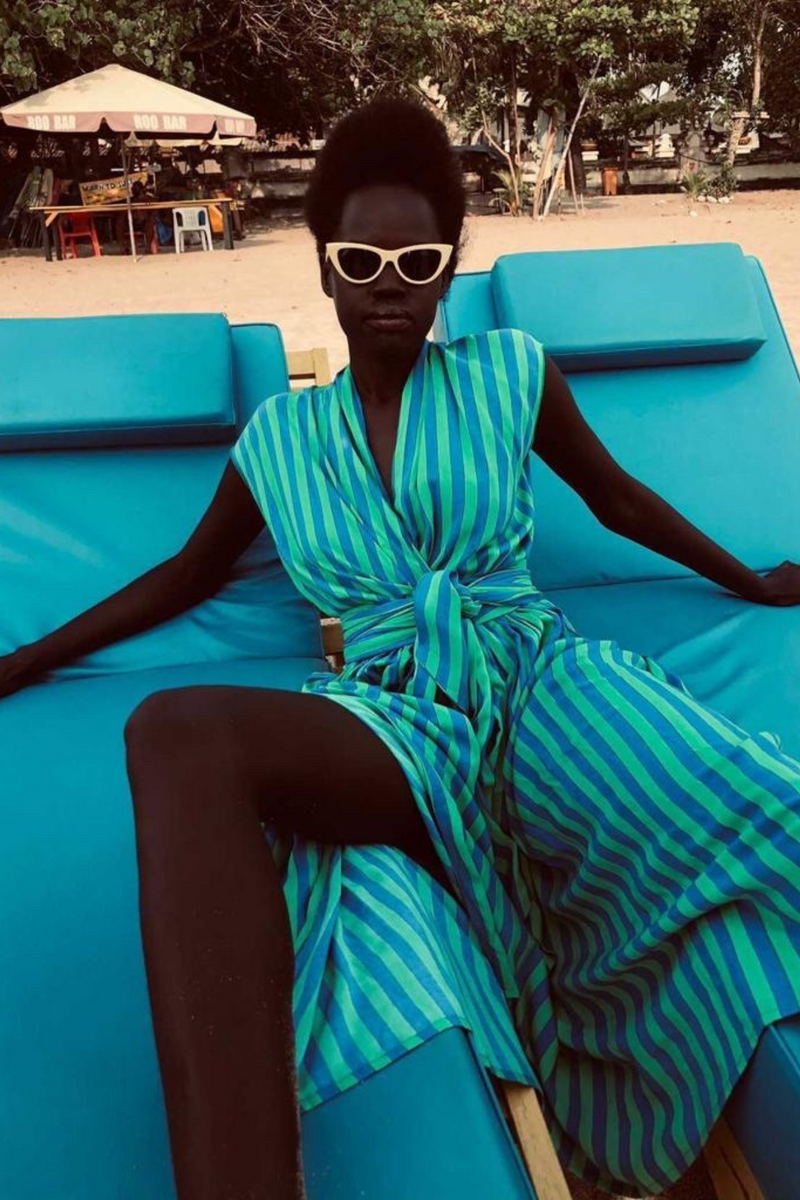 Green sales stripe dress