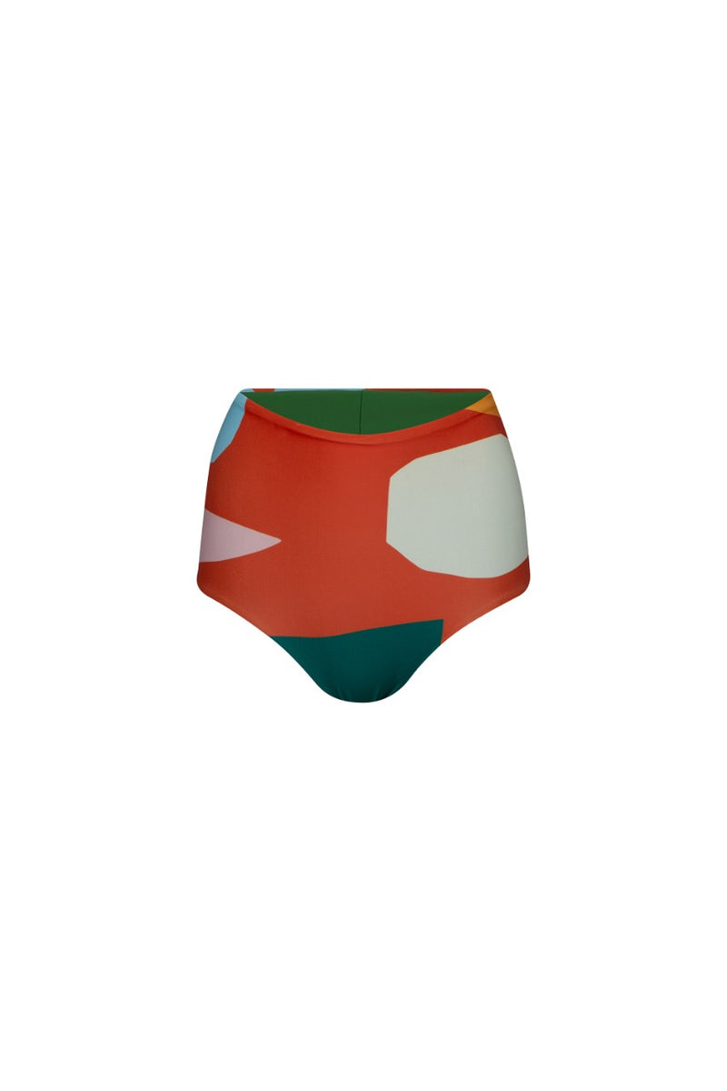 The Highwaist Bikini Bottom - Papercut/Green