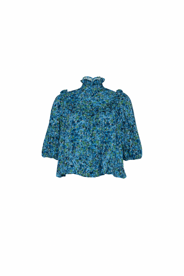 THE JONI TOP - FLORAL EXPLOSION BLUE