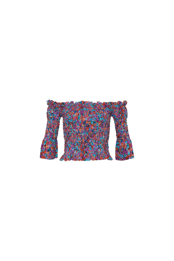 THE BOBBI ELASTIC TOP - Floral Explosion Raspberry