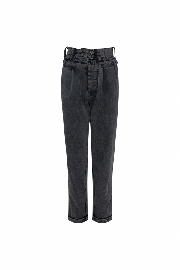 THE PERRY LONG  PANTS - STONE WASHED  BLACK