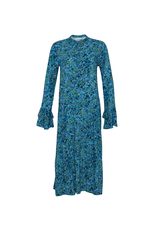 JEMIMA MIDI/MAXI DRESS DOUBLE LAYER SLEEVE - FLORAL EXPLOSION BLUE