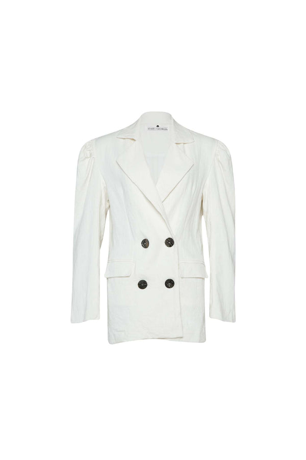 BODENE SUIT JACKET - OFF WHITE / CHAROCOAL BUTTONS
