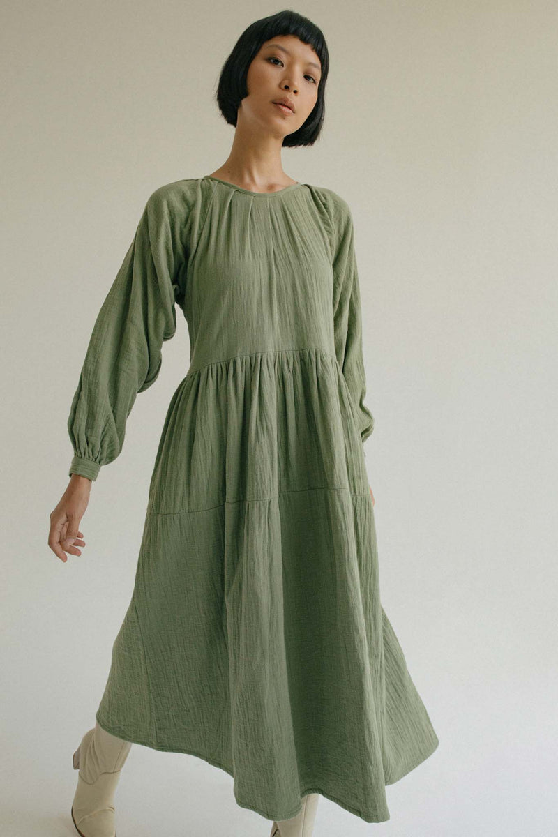 THE DYLAN COTTON MAXI DRESS- SAGE GREEN